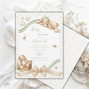 Invitation Douce Baby Shower Vintage Lapin Mignon
