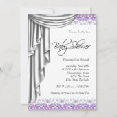Invitation Douce Baby Shower Violet et Gris (Dos)