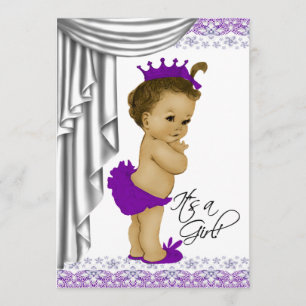 Invitation Douce Baby Shower Violet et Gris