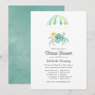 Invitation Douce Baby Shower Virtuelle de Succulentes Florale