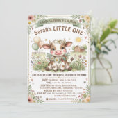 Invitation Douce Baby Vache Florale Ferme Maternité  (Debout devant)