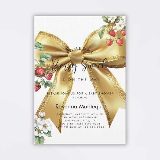 Invitation Douce Baie Rose Doré Baby Shower