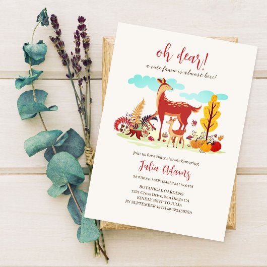 Invitation Douce Bébé Cher Faune Forestière Baby Shower
