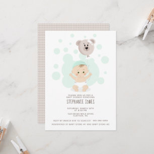 Invitation Douce Bébé et Ballon Ours
