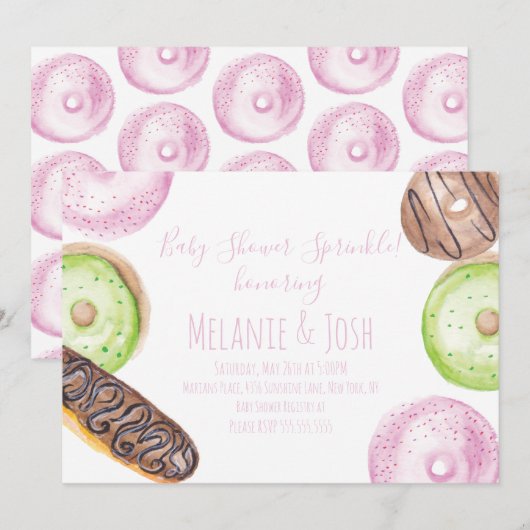 Invitation Douce Bébé Fête de Gâteau à l'Eau Color (Devant / Derrière)