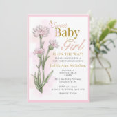 Invitation Douce Bébé Fille Baby Shower (Debout devant)
