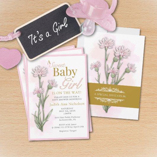 Invitation Douce Bébé Fille Baby Shower