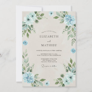 Invitation Douce Bleuet Azur Mariage Feuillu