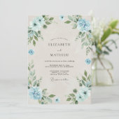Invitation Douce Bleuet Azur Mariage Feuillu (Debout devant)