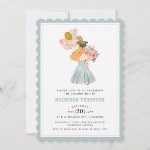 Invitation Douce Blonde fille aquarelle Graduation