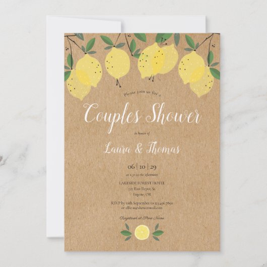 Invitation Douce Bohème Citron verdure Shower de Couple (Devant)