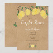Invitation Douce Bohème Citron verdure Shower de Couple (Devant / Derrière)