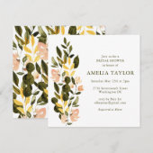 Invitation Douce Border Florale de Mariage Botanique Vert Blu (Devant / Derrière)