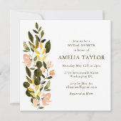 Invitation Douce Border Florale de Mariage Botanique Vert Blu (Devant)