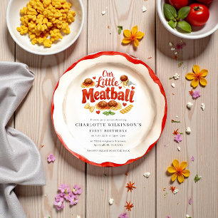 Invitation Douce Boulette Rouge Blanc Aquarelle Premier Anniv