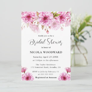 Invitation Douce Branche de Cerisier en Aquarelle pour Baby S