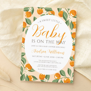 Invitation Douce Branches Florales d'Orange Citronée Baby Sho