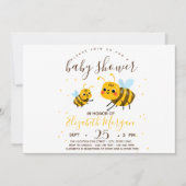 Invitation Douce Bumble Bee, Baby Shower à rayures (Devant)