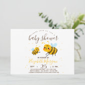 Invitation Douce Bumble Bee, Baby Shower à rayures (Debout devant)