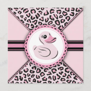 Invitation Douce Canard en Caoutchouc Rose Baby Shower