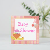 Invitation Douce Canard Et Cœurs D'Amour Baby Shower (Debout devant)