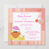 Invitation Douce Canard Et Cœurs D'Amour Baby Shower (Dos)
