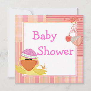 Invitation Douce Canard Et Cœurs D'Amour Baby Shower