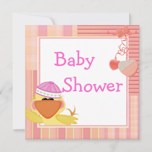 Invitation Douce Canard Et Cœurs D'Amour Baby Shower (Devant)