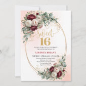Invitation Douce célébration Boho Rouge bordeaux pour un Swee (Devant)