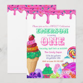 Invitation Douce Célébration, Candyland, donut Bonbons (Devant / Derrière)