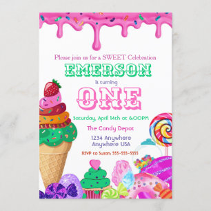 Invitation Douce Célébration, Candyland, donut Bonbons