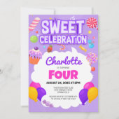 Invitation Douce Célébration : Fête d'anniversaire Candyland (Devant)
