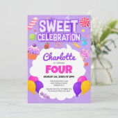 Invitation Douce Célébration : Fête d'anniversaire Candyland (Debout devant)