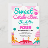 Invitation Douce Célébration : Fête d'anniversaire Candyland (Devant)