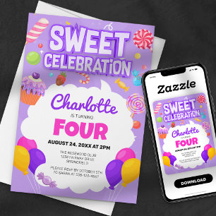Invitation Douce Célébration : Fête d'anniversaire Candyland