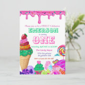 Invitation Douce Célébration, Pays des Friandises, donut Bonb (Debout devant)