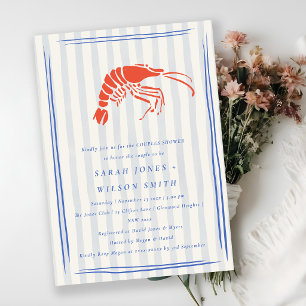 Invitation Douce Chemise Rayée Rouge Bleu Lobster Couple