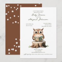 Douce Chouette Lisant un Livre Baby Shower