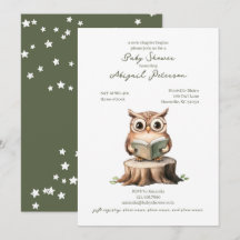 Douce Chouette Lisant un Livre Baby Shower