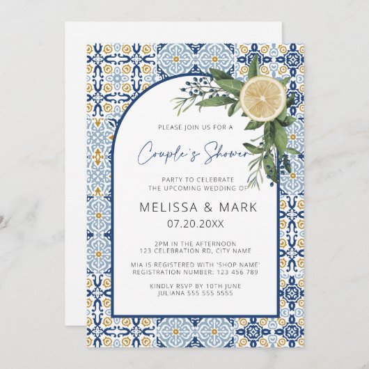 Invitation Douce Citron Lemon Amalfi Positano Mariage Douche (Devant / Derrière)