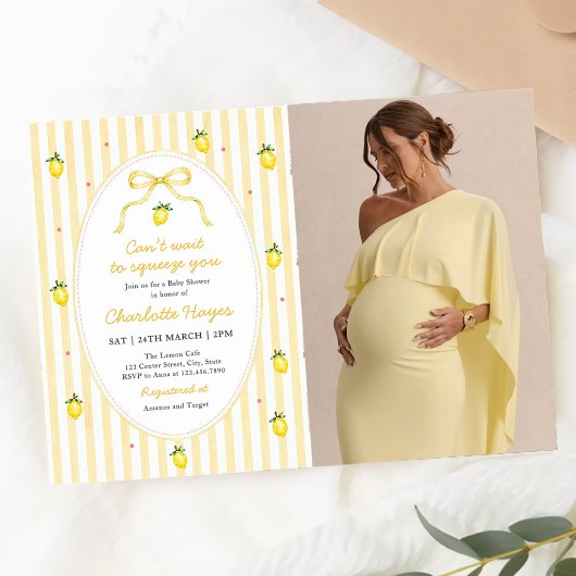 Invitation Douce Citron On a Hâte de te Presser Baby Shower