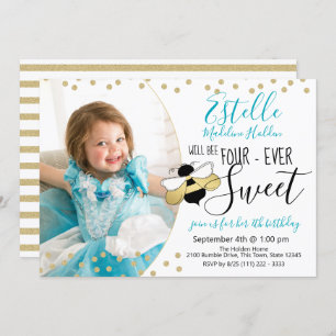 Invitation Douce comme peut Beth Quart Anniversaire Photo