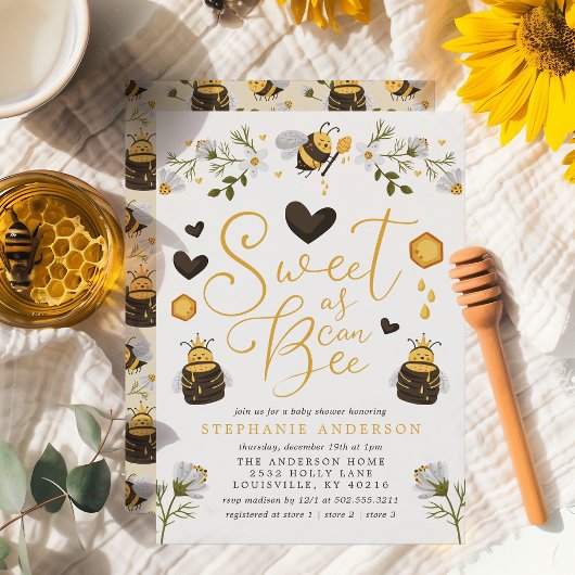 Invitation Douce comme peut être une abeille en nid d'abeille