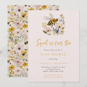 Invitation Douce comme peut l'être une abeille Baby Shower