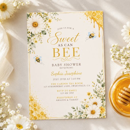 Invitation Douce comme une abeille Baby Shower