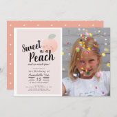 Invitation Douce comme une photo de fille mignonne pour anniv (Devant / Derrière)