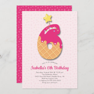 Invitation douce d'anniversaire de crème glacée