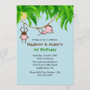 Invitation douce d'anniversaire de jumeaux de