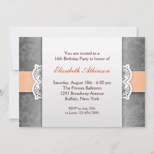 invitation douce de 16 ans (Dos)