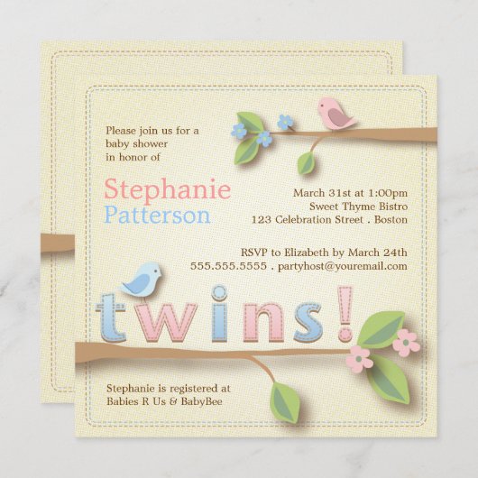 Invitation douce de baby shower de fille de garçon (Devant / Derrière)